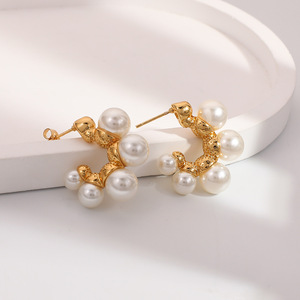 <b>Cuff</b> <b>Earrings</b> Pearl 18k Gold Plated U-Shaped Teardrop Geometric Everyday Wear - Product Image 3