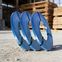 Sangles en acier peintes de bleu avec sangle de cerclage, sangle de fixation à cliquet et sangles en corde pour matériaux d'emballage