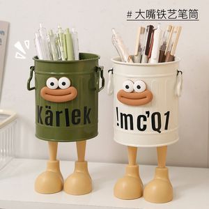 Porte-stylos de bureau mignon à grande bouche, petit seau en métal style Instagram pour étudiants, papeterie, pinceaux de maquillage et autres articles - Product Image 4