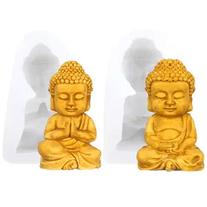 Food Grade Bpa Free Buddha Design 3d Siliconen Mal Voor Kaars Hars Gips Ambachten Maken Siliconen Boeddha Standbeeld Schimmel