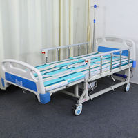 Lit d'hôpital SH02, structure en acier, réglage manuel, lit médical pour soins à domicile avec barrières de sécurité et poteau porte-perfusion