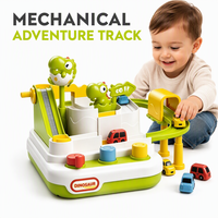 Lot de jouets éducatifs Montessori en plastique, sûrs et mignons, sur le thème des dinosaures, licornes et canards, avec jeu de course de voitures STEM et jeu de déblocage de niveaux