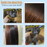 Extensions de cheveux humains brésiliens Remy vierges de haute qualité, double trame, double tirage, avec micro-anneaux et micro-perles, pour femmes