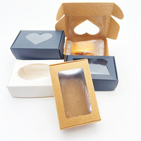 Mini boîte en papier kraft avec fenêtre pour emballage cadeau, idéale pour savons faits maison et friandises de boulangerie, avec doublure en éponge gaufrée