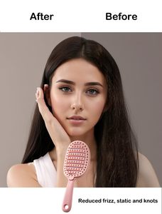 Factory Custom Fashion Easy-Cleaning ABS Nylon Vent Hair <b>Brush</b> Waterproof Massage Scalp <b>Detangling</b> TPR Cushion Paddle Shape Home - Product Image 3