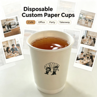 Gobelets en papier personnalisés jetables avec logo, durables, à paroi simple, pour boissons chaudes, pour restaurants, fêtes à domicile, approvisionnement en gros