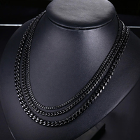 Chaîne cubaine 3mm 5mm 7mm plaquée or en acier inoxydable noir, longueur personnalisée, unisexe, style Hip Hop Punk, collier d'anniversaire