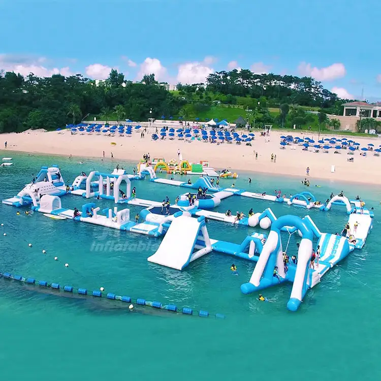 Người Lớn Thể Thao Aqua Water Fun Park Trò Chơi Inflatable Floating Aqua Park Đối Với Hồ