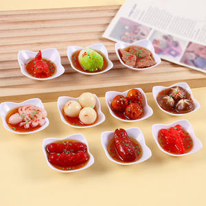 Mini plato de resina de simulación, pegatina para nevera, <span class=keywords><strong>bolas</strong></span> de pescado fritas chinas y adornos de habitación de trotones de cerdo - Product Image 5