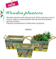 Pots et caisses à fleurs en bois colorés Carol avec décoration d'outils métalliques uniques, style américain, sculptés à la main pour la maison et le jardin