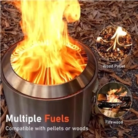 Foyer moderne réglable portable en acier inoxydable sans fumée avec couvercle étanche à combustion secondaire Foyer à bois