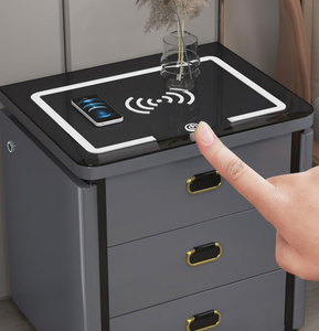 2025 Modern Design LED USB <strong>Smart</strong> Safes Wooden Three-Drawer Bedside Table for Bedroom or Hotel Home <strong>Furniture</strong> - Product Image 3