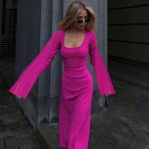 Abito T-shirt da Donna Yi, Casual, Ampio, con Scollo a U, Elegante, di Alta Qualità, a Maniche Lunghe, Lunghezza <span class=keywords><strong>Maxi</strong></span> - Product Image 4