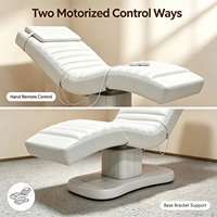 Lit de soin électrique de luxe ergonomique en cuir PU courbé, lit de traitement facial à 3 moteurs réglables, table de massage pour salon de beauté et spa