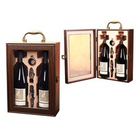 Vente en gros de 2 boîtes d'emballage pour vin en bambou, kit tire-bouchon - Boîte à vin rectangulaire portable en bois brun foncé de luxe, durable