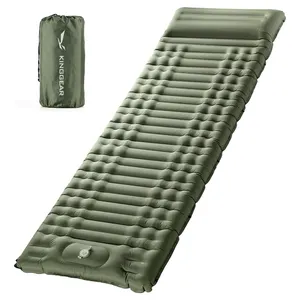 KingGear-Colchoneta de dormir autoinflable para exteriores, esterilla de acampada ultra gruesa con almohada, pie incorporado