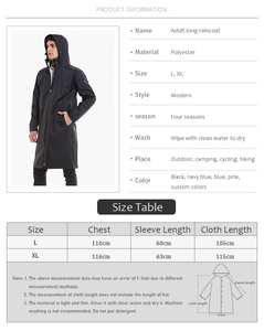 Biểu tượng tù<span class=keywords><strong>y</strong></span> chỉnh unisex Polyester Áo mưa màu đen dài mưa áo khoác trùm đầu áo mưa với dâ<span class=keywords><strong>y</strong></span> kéo không thấm nước & có thể điều chỉnh eo ban nhạc - Product Image 5