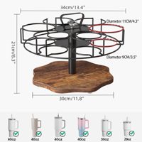 Support de rangement rotatif en métal avec base en bois pour gobelets Stanley et grandes bouteilles d'eau