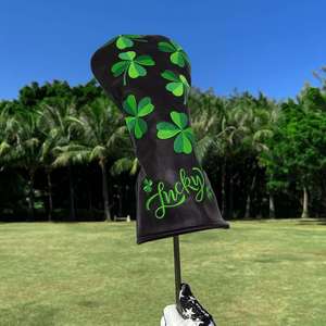 Custom Golf Headcovers Black Leather Lucky Clover Golf Head <b>Covers</b> for Driver Fairway Hybrid Blade <b>Putter</b> <b>Cover</b> Mallet <b>Putter</b> - Product Image 2