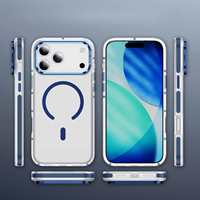 CHAOYIDIAN Coque de téléphone magnétique en métal effet peau avec support d'objectif pour iPhone 17 Air 16 15 14 Plus 13 12 11 Pro Max, protection antichoc