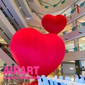 Romantic Valentine's Day inflatable red heart balloon,light up air heart for party event decoration