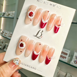 Venta al por mayor hecho a mano 10 piezas Navidad acrílico prensa en las <span class=keywords><strong>uñas</strong></span> Ojo de gato rojo Santa Claus copo de nieve personalizado <span class=keywords><strong>uñas</strong></span> postizas - Product Image 1