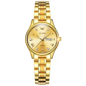Top 10 marcas de relojes de pulsera 5563 Olevs moda señoras oro reloj de acero inoxidable reloj resistente al agua mujeres