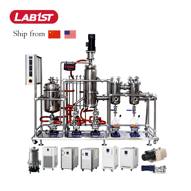 Unidad de destilación molecular de camino corto de película limpia de acero inoxidable Lab1st