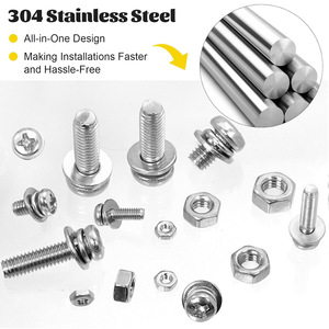 640Pcs 304 Stainless Steel Phillips Pan Head Screws Nuts Washers Assortment Kit Metric Fasteners Set - Product Image 2