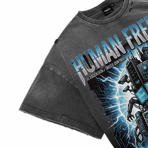 T-shirts en coton délavé à l'acide, respirants, personnalisés, de qualité supérieure, avec imprimé graphique punk, à manches courtes et col rond, vente en gros - Product Image 5