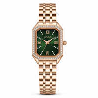 Reloj de Pulsera de Cuarzo para Mujer, Diseño de Lujo Ligero, Esfera Rectangular Verde con Diseño de Cielo Estrellado, Correa de Aleación Impermeable, Espejo de Cristal