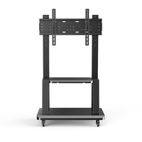 DBTC801B Heavy-Duty Black Mobile TV Cart Mount Stand Acero Ajustable TV Trolley con ruedas para 65 "Plasma Tv
