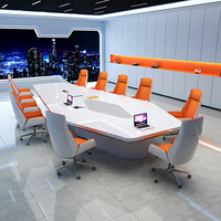 Table de conférence moderne de 87 à 197 pouces de large (7 à 16,5 pieds) pour 6 à 16 personnes avec gestion des câbles pour salle de réunion