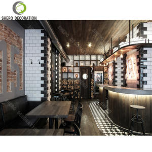 Mueble de Cafetería de Lujo con Diseño de Sección de Café, Mostrador de Trabajo Dorado de Alta Calidad con Decoración de Partición Metálica - Product Image 6