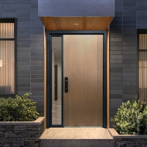 Porte d'entrée de style américain personnalisée professionnelle Double portes de sécurité blindées en métal aluminium pour la maison Villa - Product Image 2