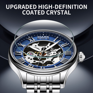 Montre automatique squelette Mark Fairwhale pour homme, cadran à chiffres romains, boîtier en acier inoxydable, étanche, lumineuse, montre sport - Product Image 4