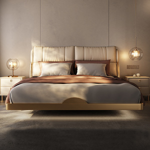 <span class=keywords><strong>Lit</strong></span> en bois <span class=keywords><strong>suspendu</strong></span> flottant pour deux personnes Style italien moderne, élégant et confortable - Product Image 3