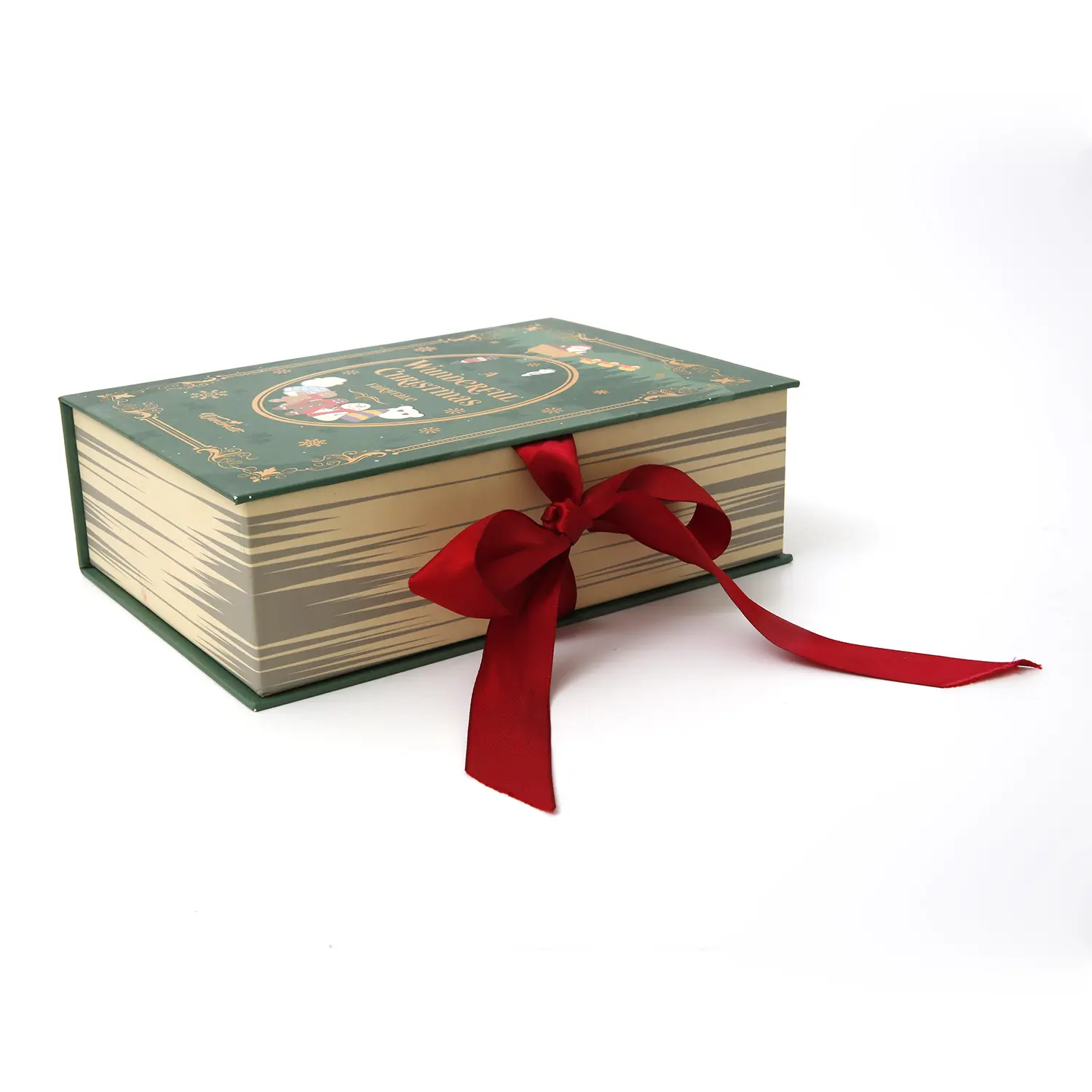 Luxury Red Box 3D Pop Up Greeting Card Paper Packaging Gift Box with Silk Ribbon Bowknot Handle