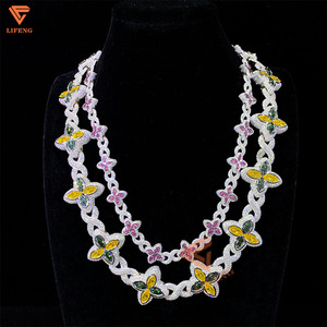 Nuevo lujo hombre mujer Iced Out Fancy Chains Vvs Moissanite diamante trébol de cuatro hojas flores infinito collar de cadena de eslabones cubanos - Product Image 2