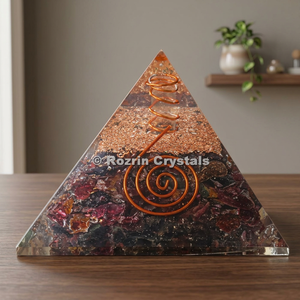 Pirámides de Orgón de Granate Curativas Talladas y Grabadas, Decoración Feng Shui para el Hogar, de la India, Cristales Rozrin ORG-022 - Product Image 3