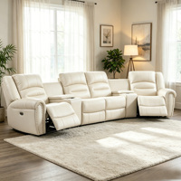 Ensemble de canapés inclinables de cinéma contemporains en cuir véritable de luxe, sectionnel électrique, mobilier de cinéma maison