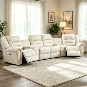 Ensemble de canapés inclinables de <span class=keywords><strong>cinéma</strong></span> contemporains en cuir véritable de luxe, sectionnel électrique, mobilier de <span class=keywords><strong>cinéma</strong></span> maison - Product Image 4