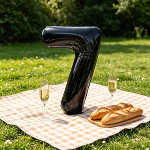 Party Love Balloon Numero Black N7 100 Cm 12 Pcs Bag For Elegant Metallic Foil Number Balloon for Celebrations - Product Image 5