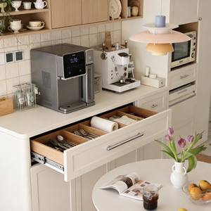 Luxury Scandinavian Dining <b>Sideboard</b> - <b>Cream</b> & Oak, LED Lighting & Coffee Bar, Multi-Zone Storage for Stylish Hygge Spaces - Product Image 5