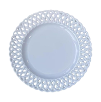 Service de vaisselle Joy, assiettes en céramique à motif en treillis bleu, ensemble d'assiettes à dîner
