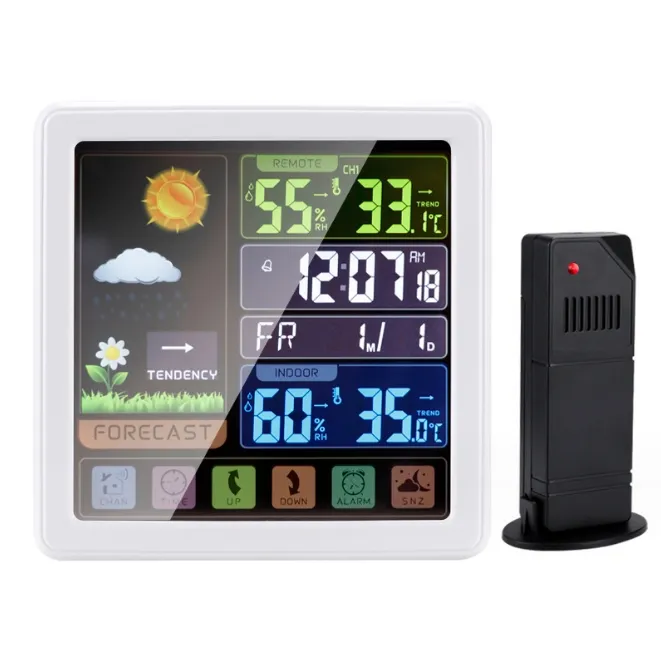 Horloge de table LED LCD numérique intelligente avec alarme de température hygromètre de prévision de station météo pour une utilisation en extérieur