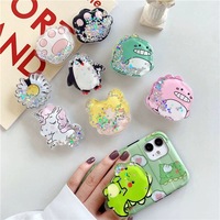 Support rétractable et pliable pour téléphone portable, à motif de dessin animé mignon, flux de liquide, support de téléphone portable, bureau en direct, quicksand