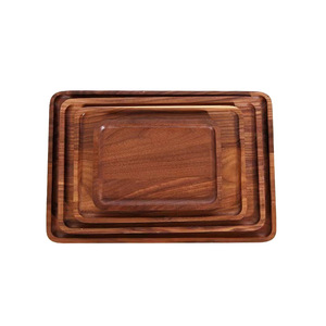 Bandeja Rectangular de Madera de Nogal Negro Japonés para Servir Té y Frutas 30x20cm Uso en Hoteles y Cafeterías - Product Image 3