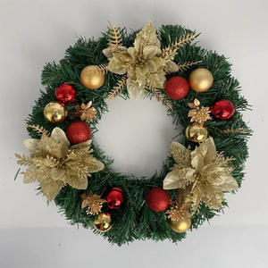 Guirlande <span class=keywords><strong>de</strong></span> Noël suspendue en plastique avec boule et anneau en rotin vert simulé pour décoration intérieure <span class=keywords><strong>de</strong></span> Noël - Product Image 3