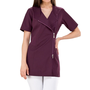 Haut long ajusté promotionnel avec fermeture éclair Ensemble d'uniformes médicaux confortables pour femmes - Product Image 4